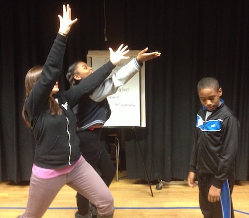 Teaching Artist Lindsey Samples with Upstream Arts participants
