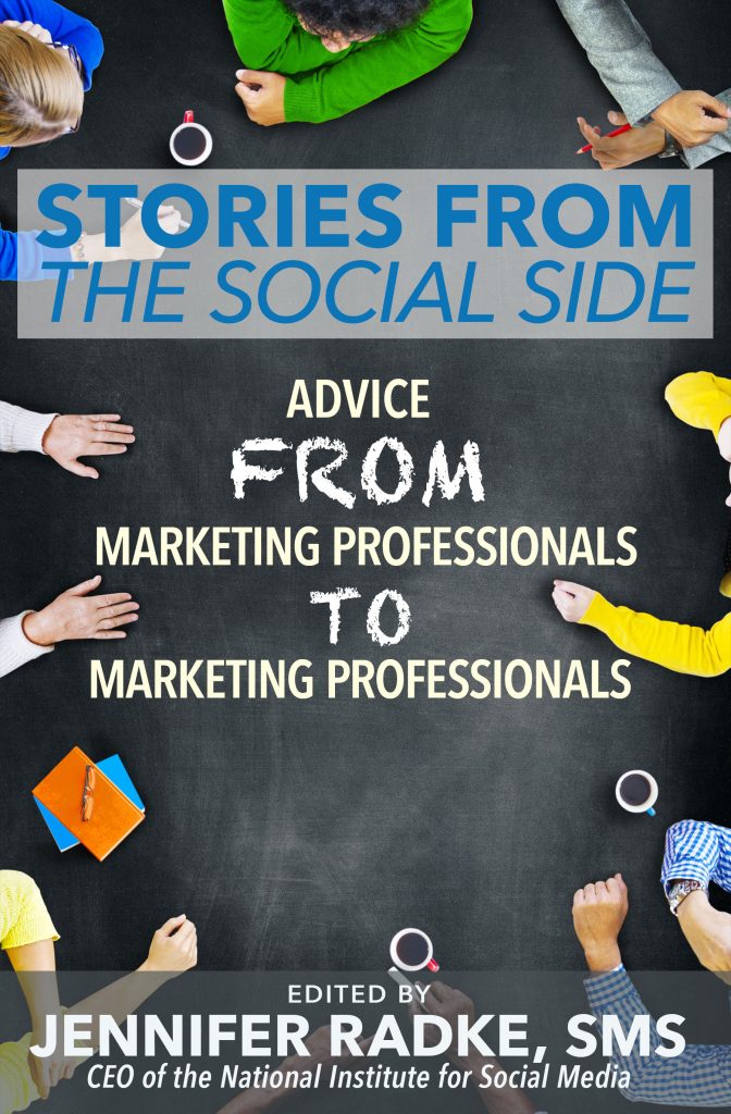 The book cover of Stories From The Social Side. The cover depicts a group of people as seen from above as they have a discussion. 